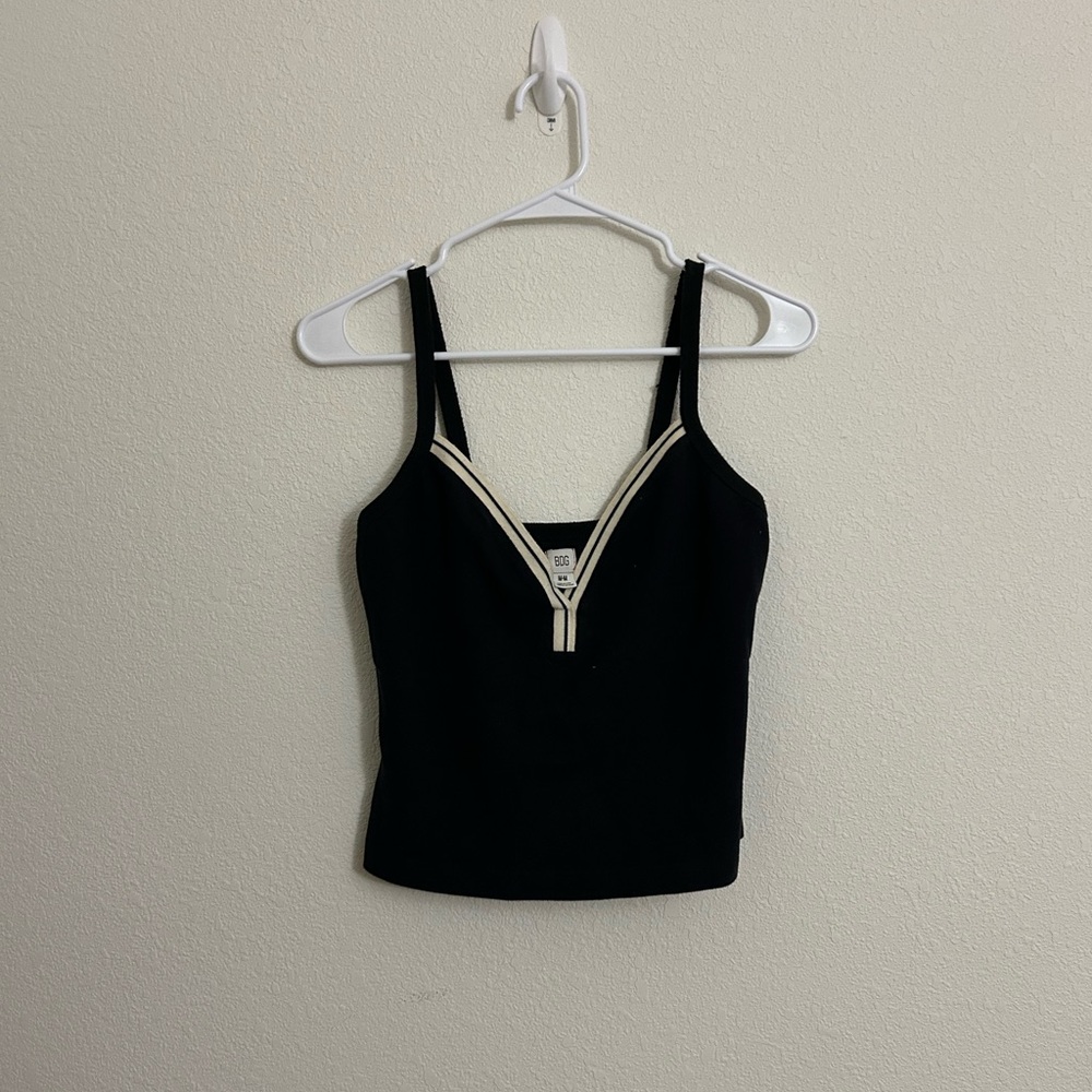 BDG Black Camisole with Cream Trim